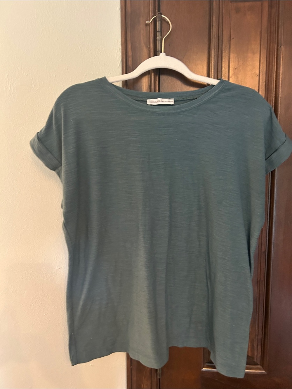 ZENANA Relaxed Crewneck Tee in Muted Emerald